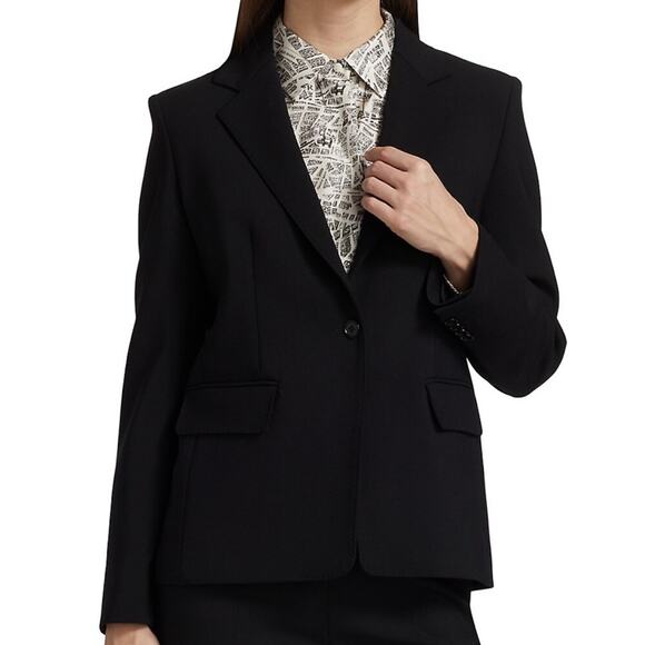 MaxMara Blazer Alarico Black Peplum Back Wool Jacket Size 14 NWT